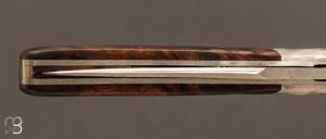 Couteau de collection artisanal à pompe arrière de Stéphane Auberthié - Bois de fer d'Arizona et RWL-34