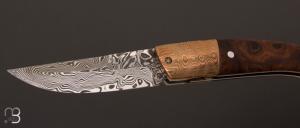   Couteau  "  1515 " de poche par Manu Laplace - Bois de fer/Mokume et Damasteel