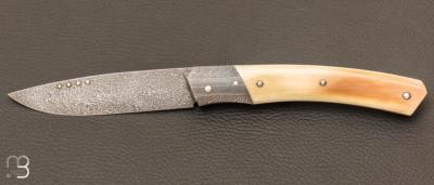 Couteau "1820 Berthier" par Anthony Brochier - Damas Mosaque et pulpe de mammouth