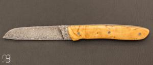   Couteau de poche modèle  " L08 " par Perceval - Damas et Loupe de Buis 