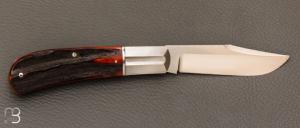    Couteau " Lanny's clip " Amber Stag de Ken Steigerwalt