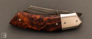 Couteau  "  Liner-Lock custom " par Florian Dreyer FD-Knives - Bois de fer et damas