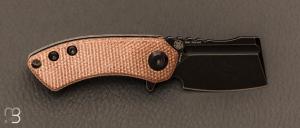   Couteau " Mini Korvid T3030A5 " design de Justin Koch par Kansept - micarta marron et lame en 154CM