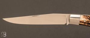    Couteau  "  Serpentine S " slipjoint custom de Jean Baptiste Leveque - Bois de cerf et RWL34