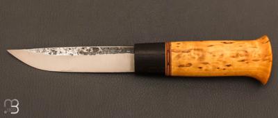 Couteau " puukko " custom Nordique  de Laurent Juhel - Bouleau frisé et chêne néolithique