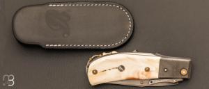 Couteau " Braco à garde escamotable " ivoire de phacochère et C130 par Tony Ruot
