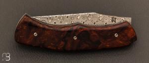  Couteau  "  custom "  par Joël Grandjean - bois de fer d'Arizona et damasteel