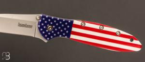 Couteau " LEEK - USA " par Kershaw - 14C28N et aluminium 6061-T6 décor drapeau USA