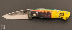  Couteau  " Pimontais " XC75 et planche de skate fait main par Frdric Marchand