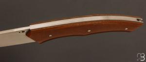  Couteau  "  Aurora " custom pliant par Mathis Poujol - Micarta Westinhouse et RWL-34