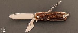 Couteau de poche Canif 3 pièces bois de cerf par J. Mongin