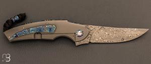 Couteau "  Framelock  " custom de Stéphane Sagric - Timascus et lame en Damasteel®