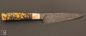  Couteau " Gyutoh " custom par Florian Keller- Loupe d'érable stabilisée et damas