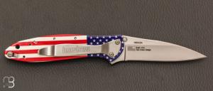 Couteau " LEEK - USA " par Kershaw - 14C28N et aluminium 6061-T6 décor drapeau USA