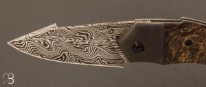  Couteau  " Liner-Lock custom  " par Florian Dreyer FD-Knives - Fatcarbon et damas mosaïque