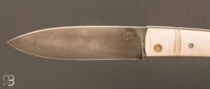  Couteau  custom pliant à cran carré - Micarta blanc - Pierre Henri Monnet