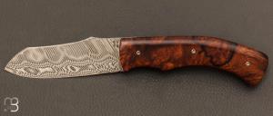  Couteau " custom "  par Jol Grandjean - Bois de fer d'Arizona et damasteel