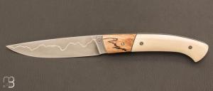  Couteau de table  Atelier 1515 " Ligne de vie " os de renne / hêtre échauffé - 14C28N