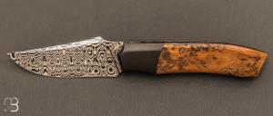   Couteau  "  custom " de Berthelemy Gabriel - La Forge Agab - Ivoire de mammouth et lame damas de Fabrice Delbart
