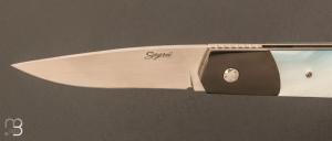    Couteau  "  Gentleman " custom de Stéphane Sagric - Nacre blanche et RWL-34