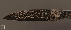   Couteau  "  Hypérion " par Florian Keller - Loupe d'érable stabilisée et lame suminagashi