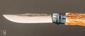   Couteau " Opinel N°09 " custom bois de cerf par Laurent Gaillard