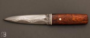    Dague  " Kriss " de Jean Paul Sire - Loupe de bois de fer et damas 