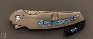 Couteau "  Framelock  " custom de Stéphane Sagric - Timascus et lame en Damasteel®