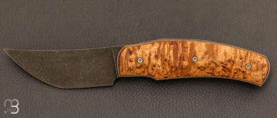    Couteau  "  Liner-lock custom " pliant par David Lespect - Bouleau madré et D2 stonewashed