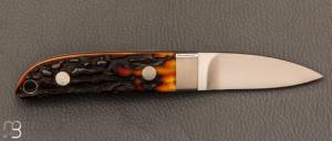  Couteau " Loveless City Knife Design" par Shaun Bruwer - Amber Stag et ATS-34