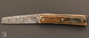  Couteau de poche Pimontais de Richard Ciachera - Ivoire de mammouth et damas