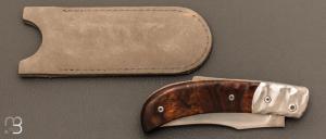 Couteau de collection artisanal à pompe arrière de Stéphane Auberthié - Bois de fer d'Arizona et RWL-34