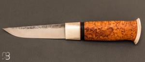   Couteau  "  puukko " custom Nordique  de Laurent Juhel - Bouleau fris et bois de renne