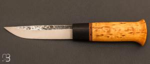 Couteau " puukko " custom Nordique  de Laurent Juhel - Bouleau fris et chne nolithique