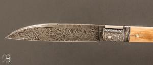 Couteau  " Laguiole droit " custom de Jérôme Bellon - Mammouth et damas