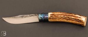   Couteau " Opinel N°09 " custom bois de cerf par Laurent Gaillard