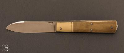   Couteau  "  Slipjoint " manche en laiton et lame en XC100 par Vincent Lafaye