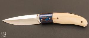  Couteau " Eryx " custom pliant par Milan Mozolic - Ivoire de phacochère et lame en RWL34