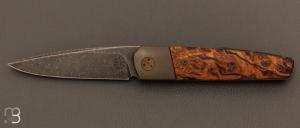  Couteau  "  Front-flipper custom " par Fabrice Delbart - Forge Celtique - Loupe de chne