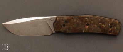 Couteau  "  Liner-lock " custom par Guy Poggetti - Micarta WW2 et elmax