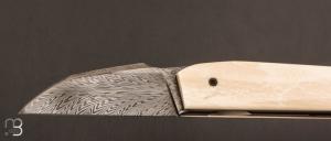   Couteau  "  Mastard Wharncliffe " custom par Christophe Arbogast - Ivoire de mammouth et lame damas