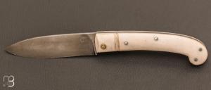  Couteau  custom pliant  cran carr - Micarta blanc - Pierre Henri Monnet