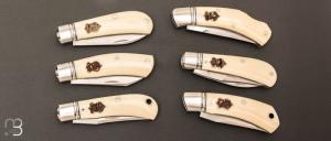     Full set de 6 couteaux custom par Aleksandr Vetrov - Micarta ivory / M390