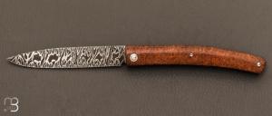   Couteau " Harpo " custom par Anthony Brochier - Loupe de bruyère et lame damas mosaïque