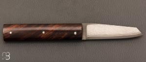    Couteau  "  Le Royaliste " custom  par Nicolas Couderc - Bois de fer d'Arizona et VG10 Suminagashi