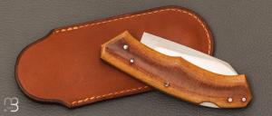    Couteau  "  Lock-back" custom pliant par Mathis Poujol - Micarta Westinhouse et RWL-34