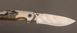 Couteau " Milvus " Liner-Lock flipper par Olivier Lamy - Fatcarbon® et lame en Damasteel®