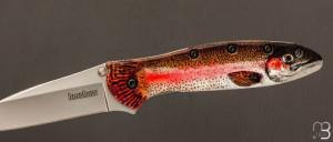 Couteau " LEEK RAINBOW TROUT " par Kershaw - 14C28N et aluminium 6061-T6 décor truite