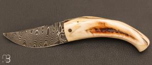 Couteau droit de Jos Viale avec scrimshaw ralis par Christian Camboulives