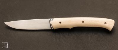 Couteau de collection pliant ivoire de mammouth blanc et RWL-34 par Jol Grandjean